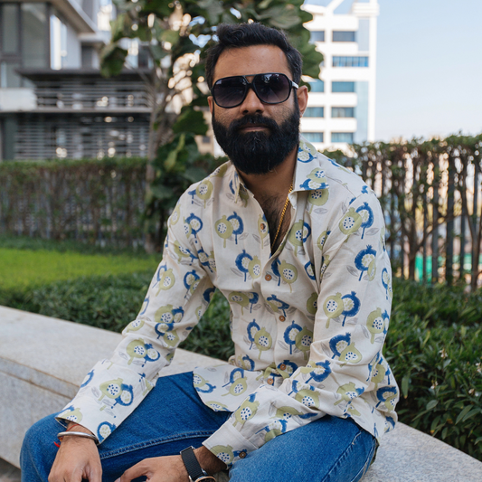 Cotton Linen Shirt | Hand-Block Printed (Adult)