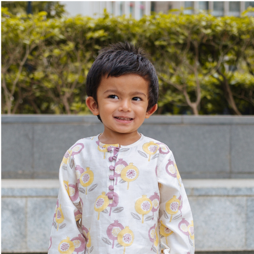 Chanderi Kurta Pyjama Set | Hand-Block Printed