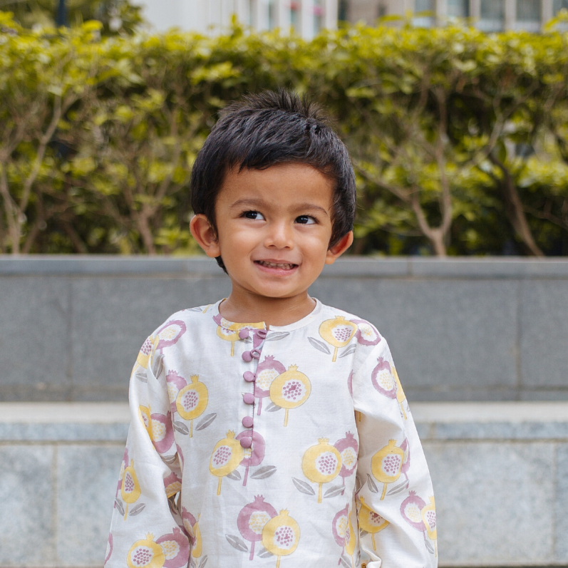 Chanderi Kurta Pyjama Set | Hand-Block Printed