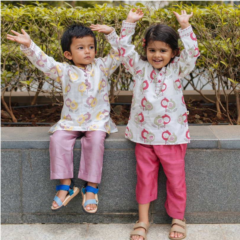 Chanderi Kurta Pyjama Set | Hand-Block Printed