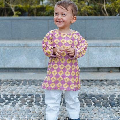 Chanderi Kurta Pyjama Set | Hand-Block Printed