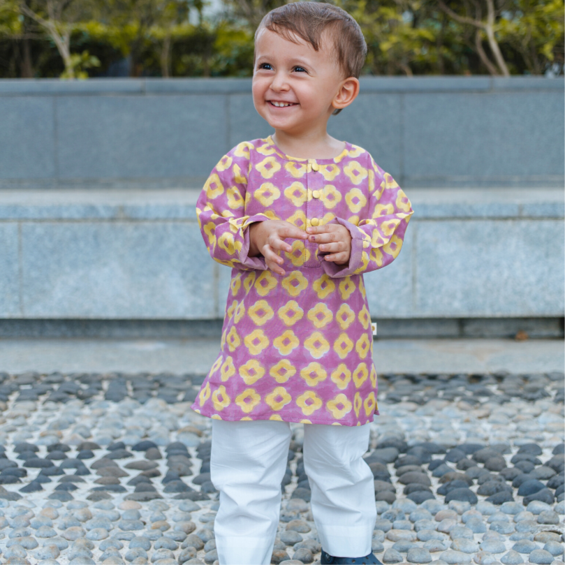 Chanderi Kurta Pyjama Set | Hand-Block Printed