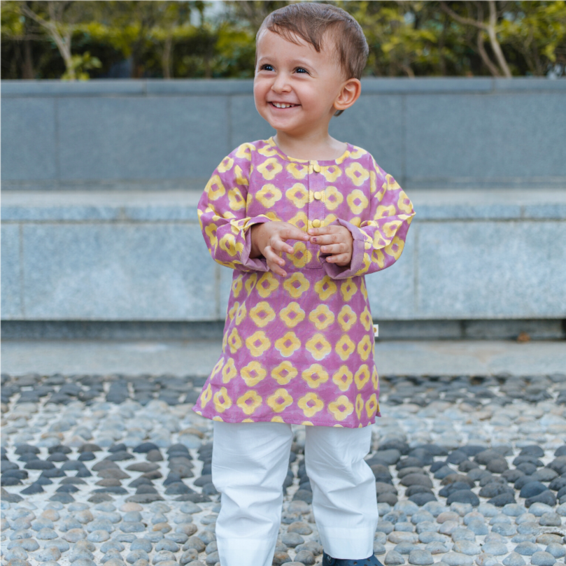 Chanderi Kurta Pyjama Set | Hand-Block Printed