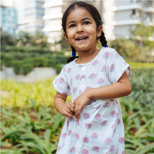 Organic Muslin Dress | Hand-Block Printed