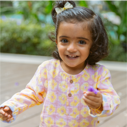 Organic Muslin Kurta Pyjama Set | Hand-Block Printed