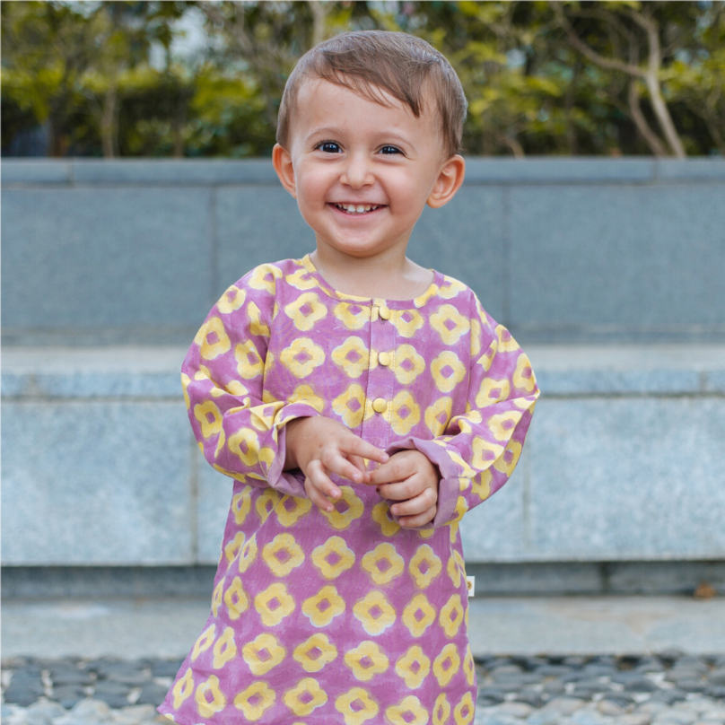 Chanderi Kurta Pyjama Set | Hand-Block Printed