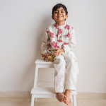 Chanderi Kurta Pyjama & Bandi Set | Hand-Block Printed