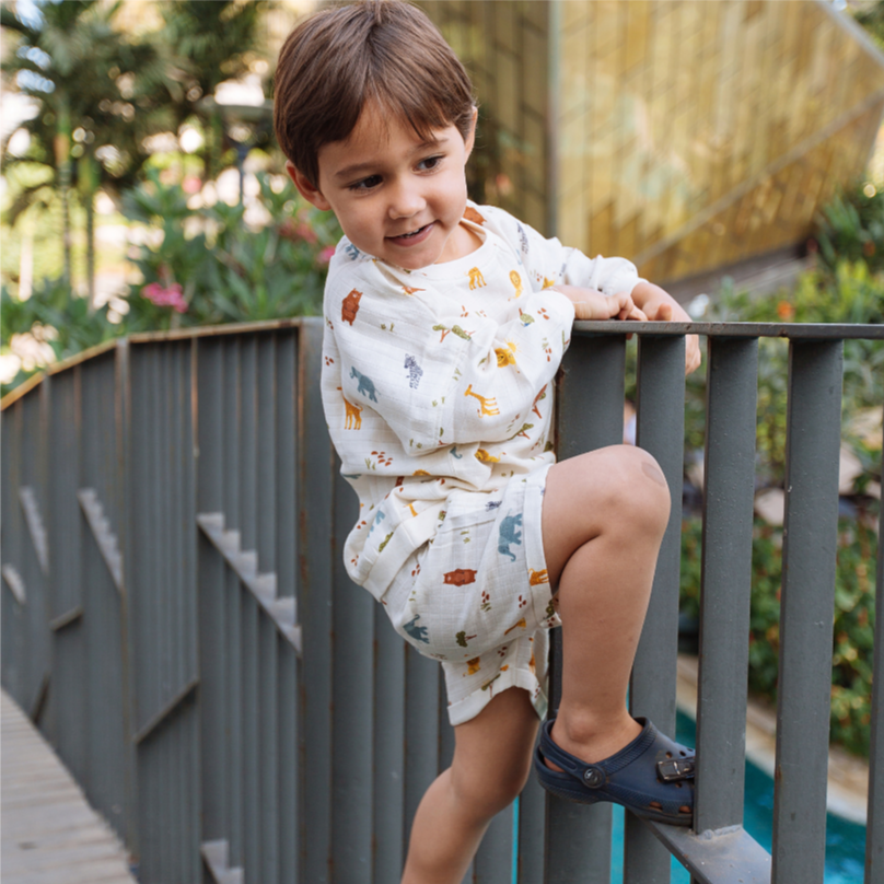 Organic Muslin Sweatshirt & Shorts Set