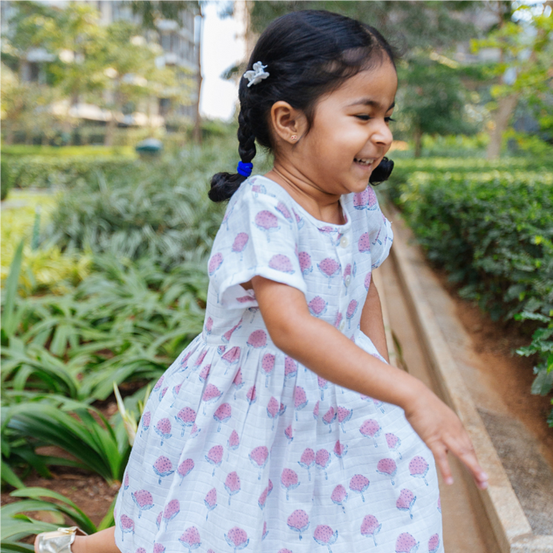 Organic Muslin Dress | Hand-Block Printed