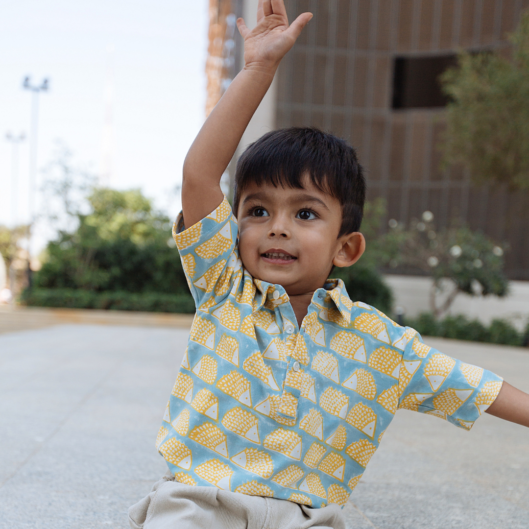 Organic Cotton Polo T-shirt | Hand-Block Printed