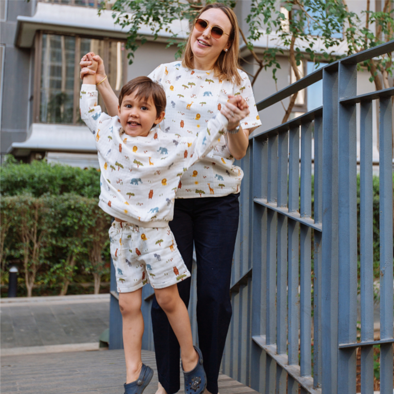 Organic Muslin Sweatshirt & Shorts Set