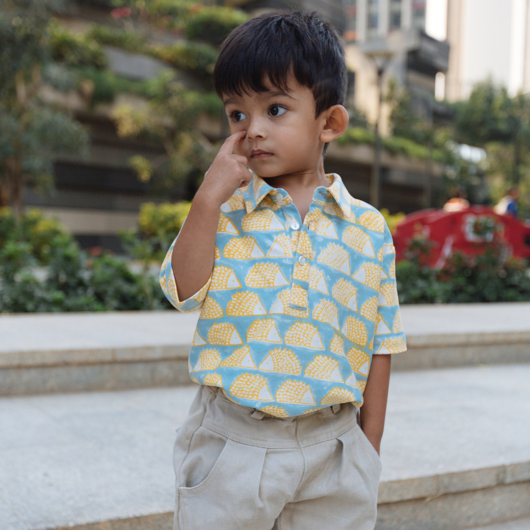 Organic Cotton Polo T-shirt | Hand-Block Printed