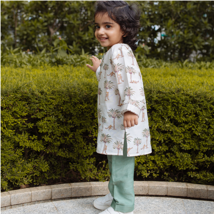 Chanderi Kurta Pyjama Set | Hand-Block Printed