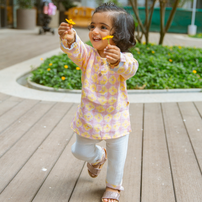 Organic Muslin Kurta Pyjama Set | Hand-Block Printed