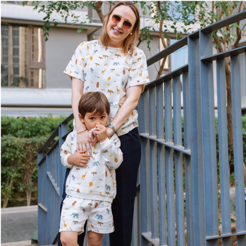 Organic Muslin Sweatshirt & Shorts Set