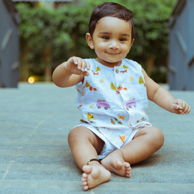 Organic Muslin Vest & Shorts Set