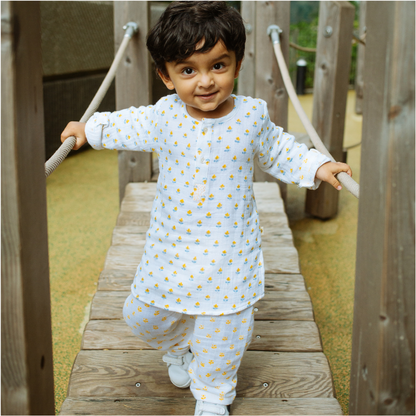 Organic Muslin Kurta Pyjama Set | Hand-Block Printed