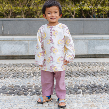 Chanderi Kurta Pyjama Set | Hand-Block Printed