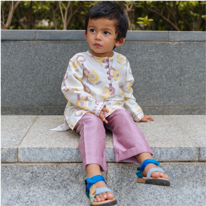 Chanderi Kurta Pyjama Set | Hand-Block Printed