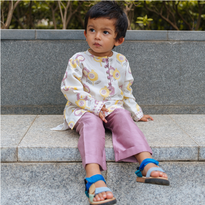 Chanderi Kurta Pyjama Set | Hand-Block Printed