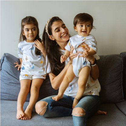 Organic Ribbed Cotton T-shirt Onesie | Hand-Block Printed