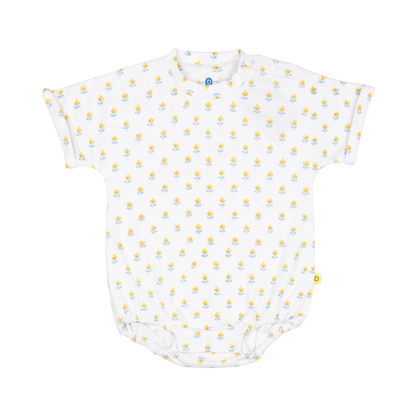 Organic Ribbed Cotton T-shirt Onesie | Hand-Block Printed